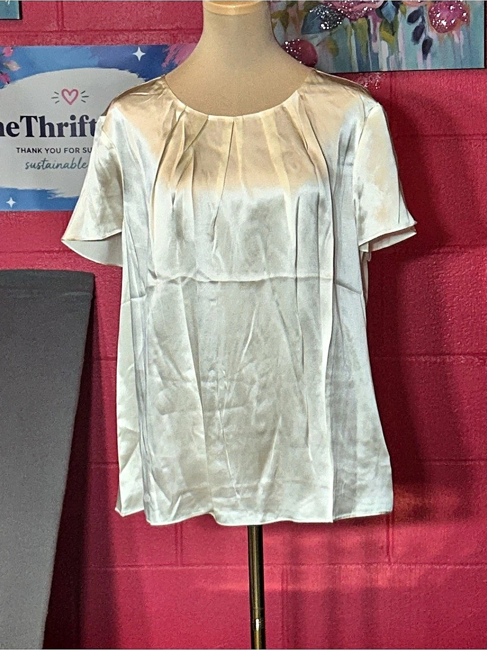 Talbots Silk Pleated Blouse in White Size 14